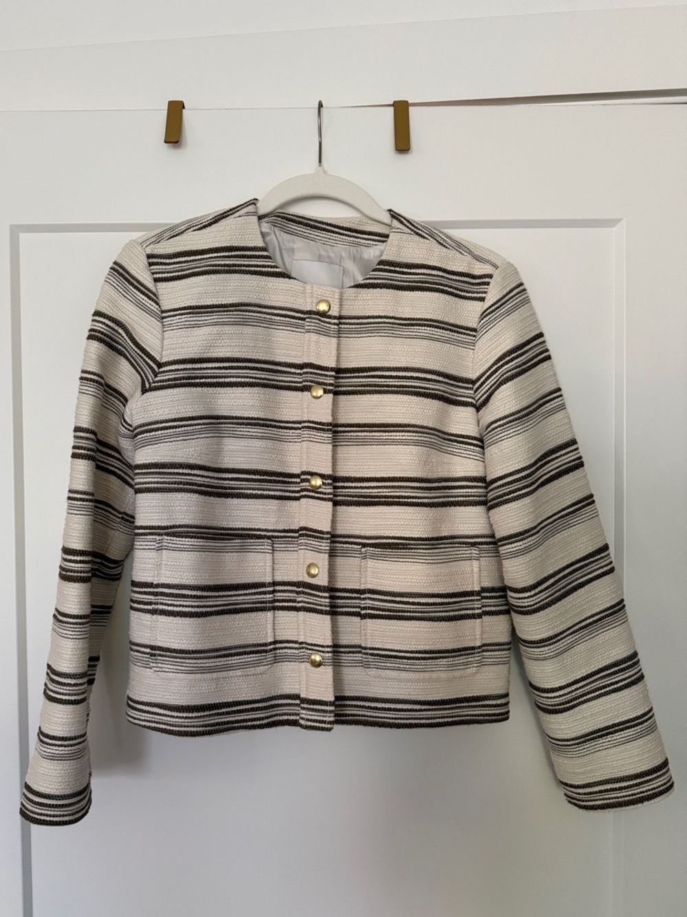 Like New - Madewell Button Front Jacket In Striped Tweed